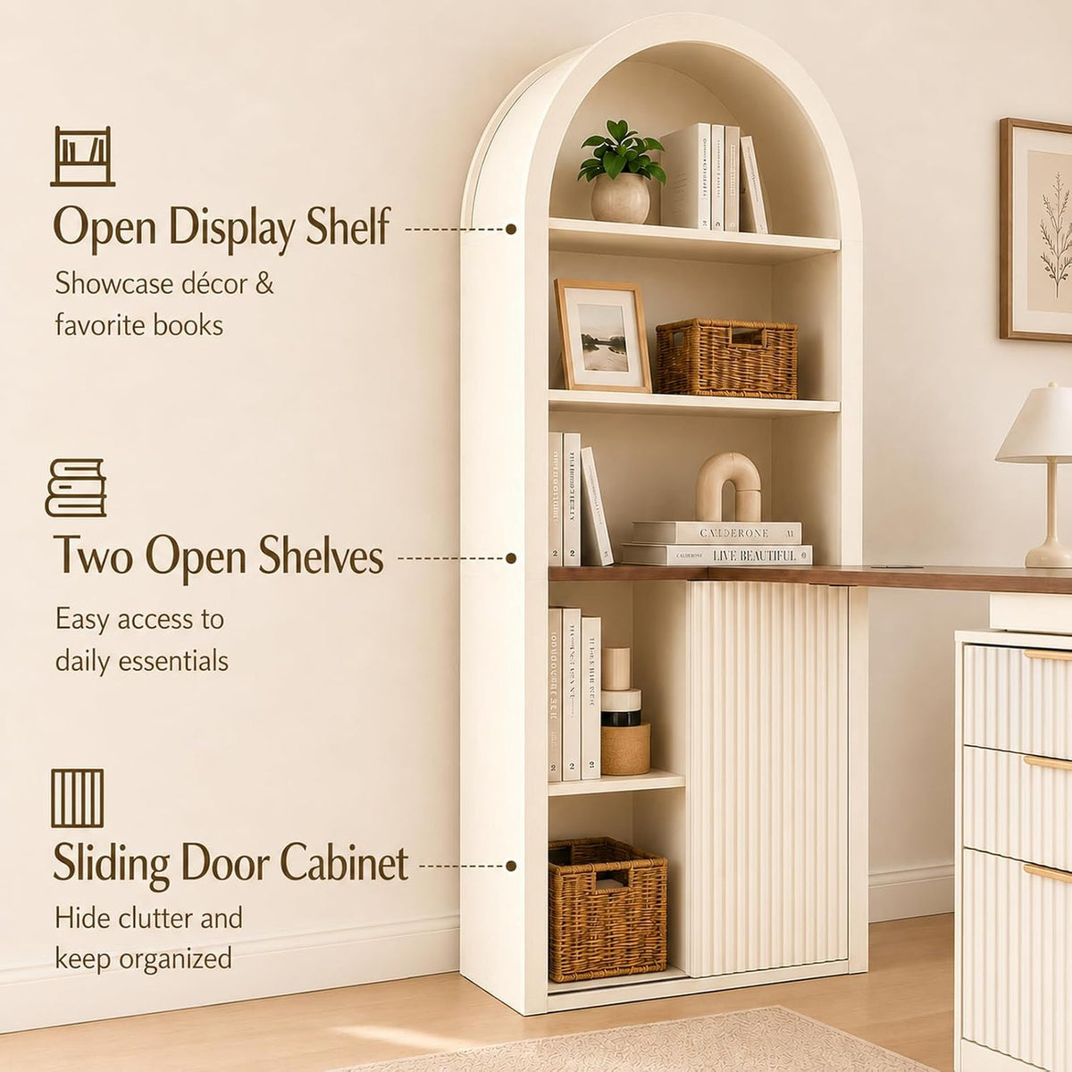 NORTHSKY 61" L Shaped Desk with Arched Hutch, White Corner Computer Desk...
