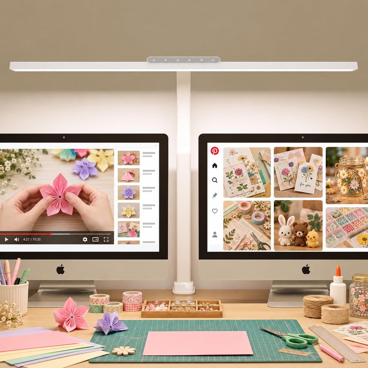 24W Desk Lamp with Clamp, Flicker Free Touch Control Desk Light for Office