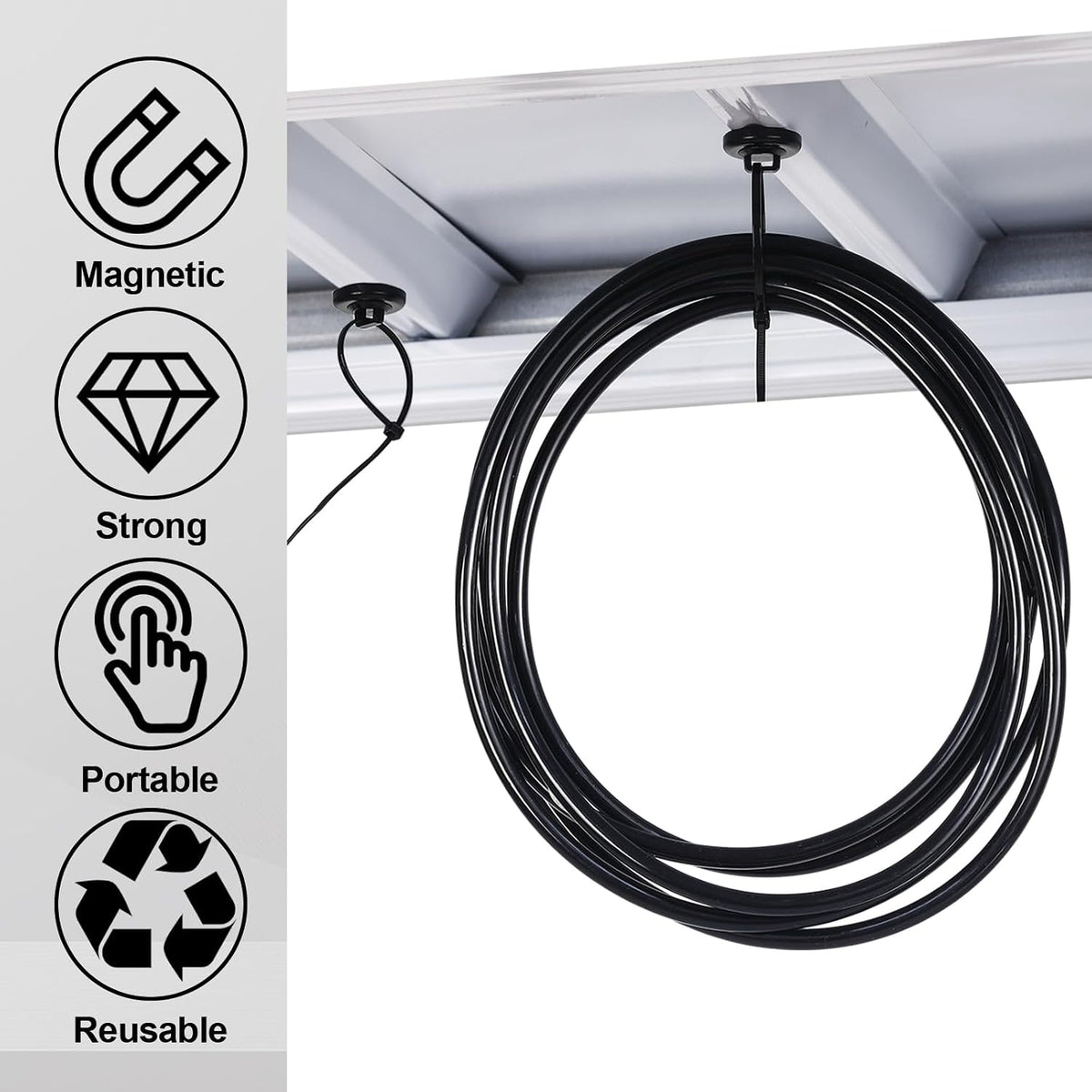 Leinuosen 30 Set Magnetic Zip Tie Mount and Nylon Cable Ties, 23 mm Multipurp...