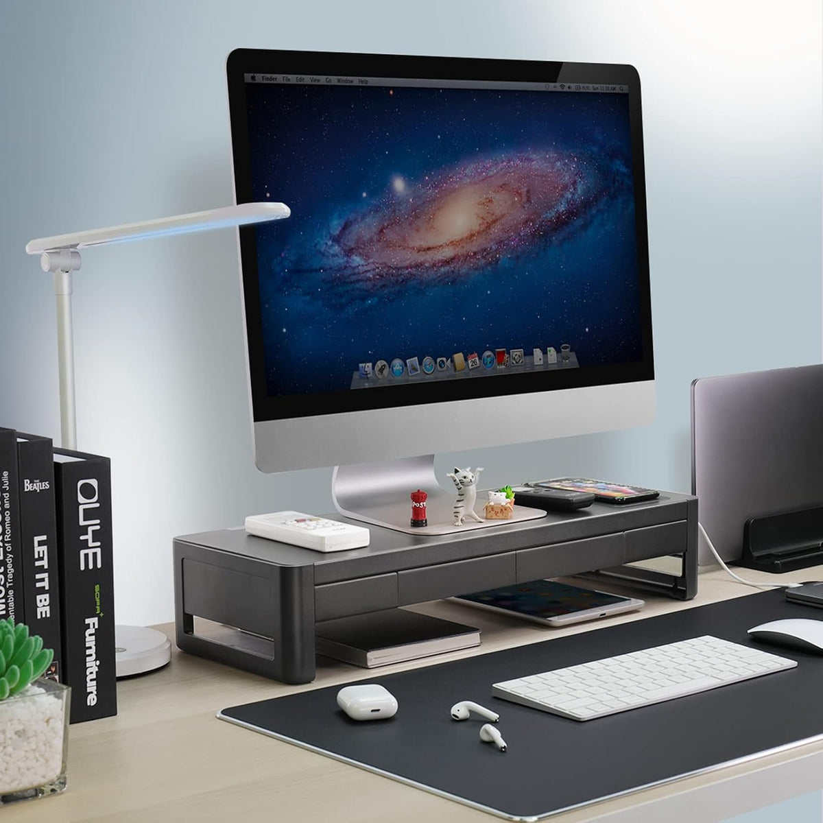 meatanty 3 In 1 Monitor Stand Riser with 2 Drawers,1 Wireless Charging Module...