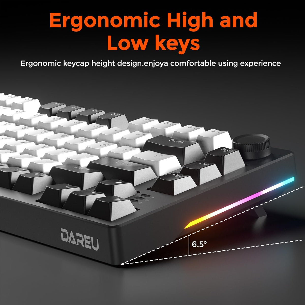 DAREU EK75 Wired Mechanical Keyboard,75% Keyboard with Volume Knob,Gasket Mou...