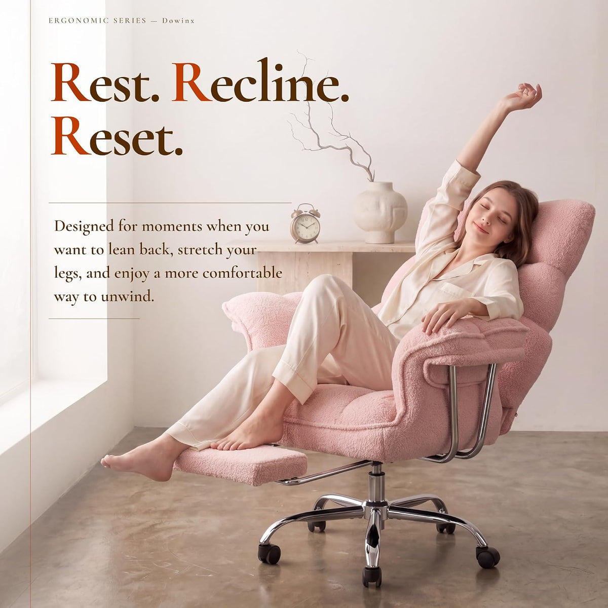 Dowinx Big and Tall Office Chair with Footrest, Ergonomic High Back Reclining...
