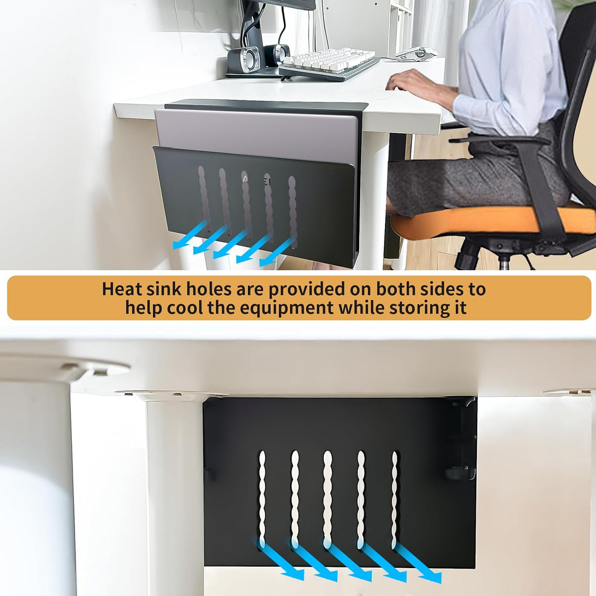 Desk Side Storage, Under Desk Storage, No Drill Steel Hanging Desk Organizer,...