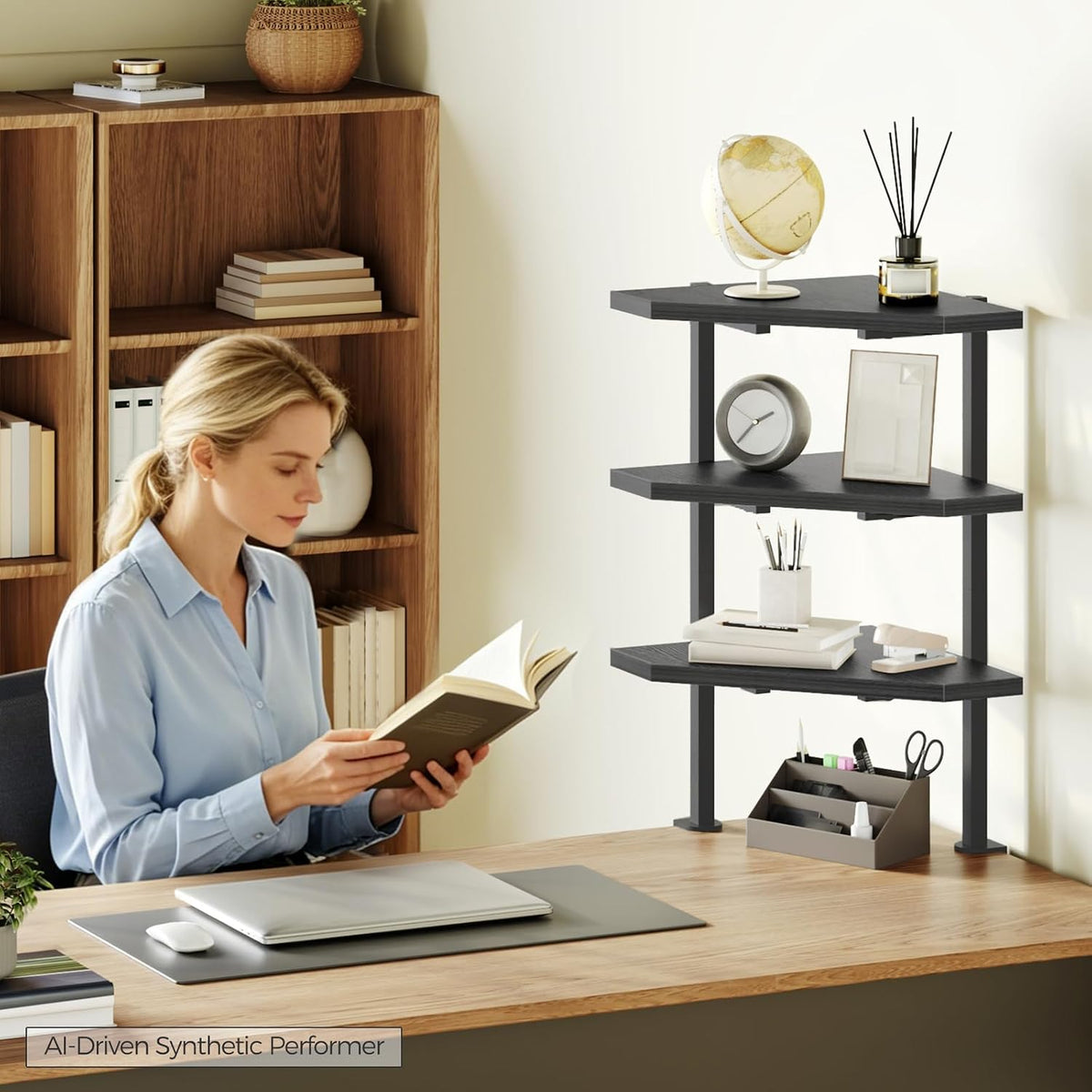 MAHANCRIS Clamp on Desk Corner Organizer, 3-Tier Desktop Shelf, Adjustable De...