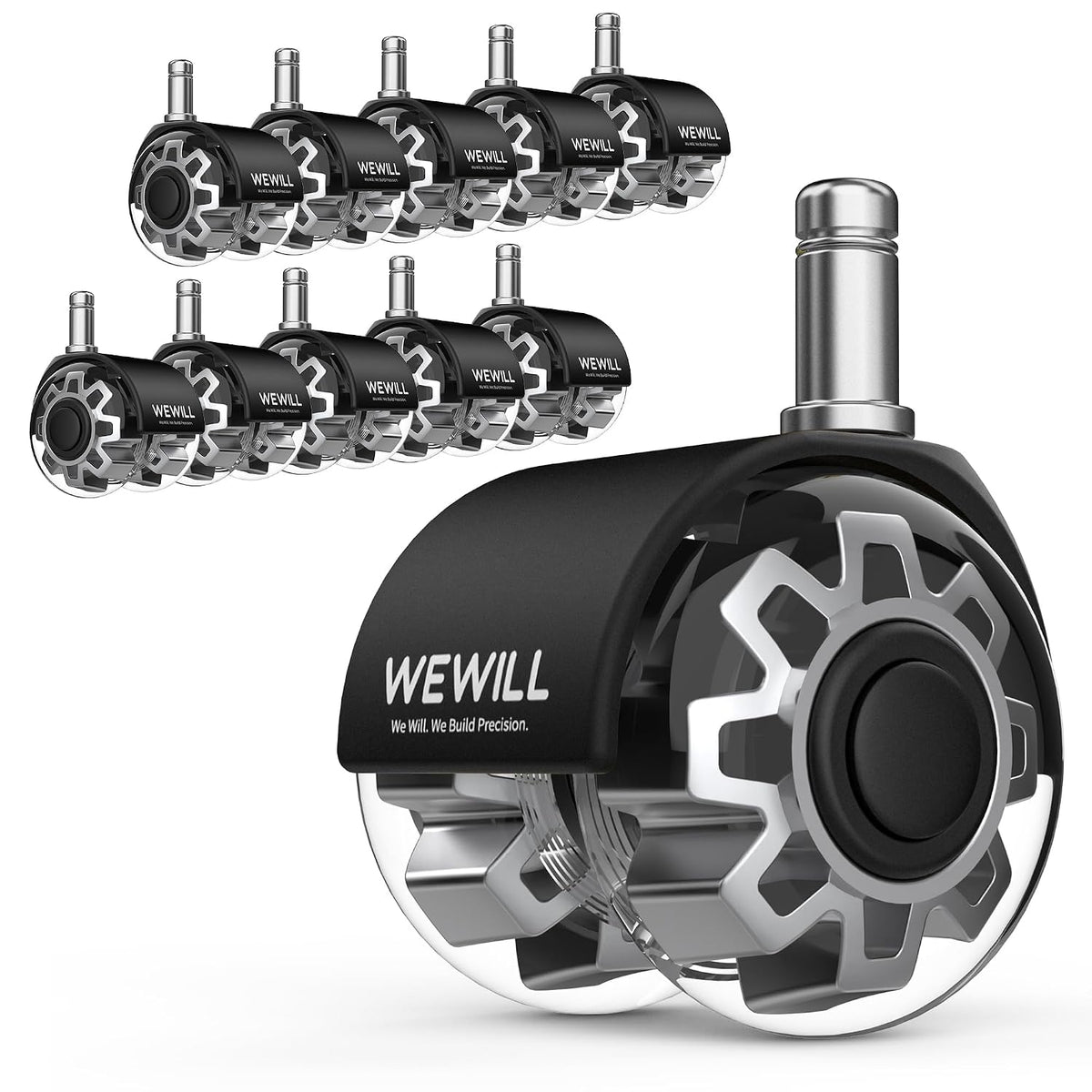 WEWILL Office Chair Wheels, Rubber Replacement Caster Heavy Duty Wheels for C...
