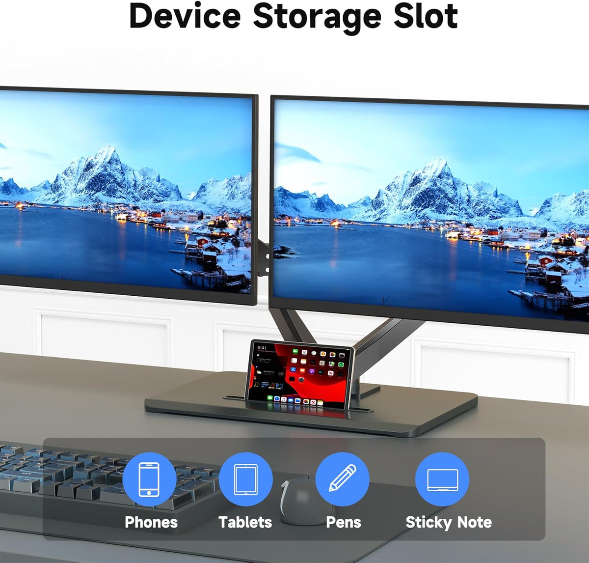 suptek Dual Monitor Mount Gas Spring Monitor Arm Desk Stand with Base,Free St...