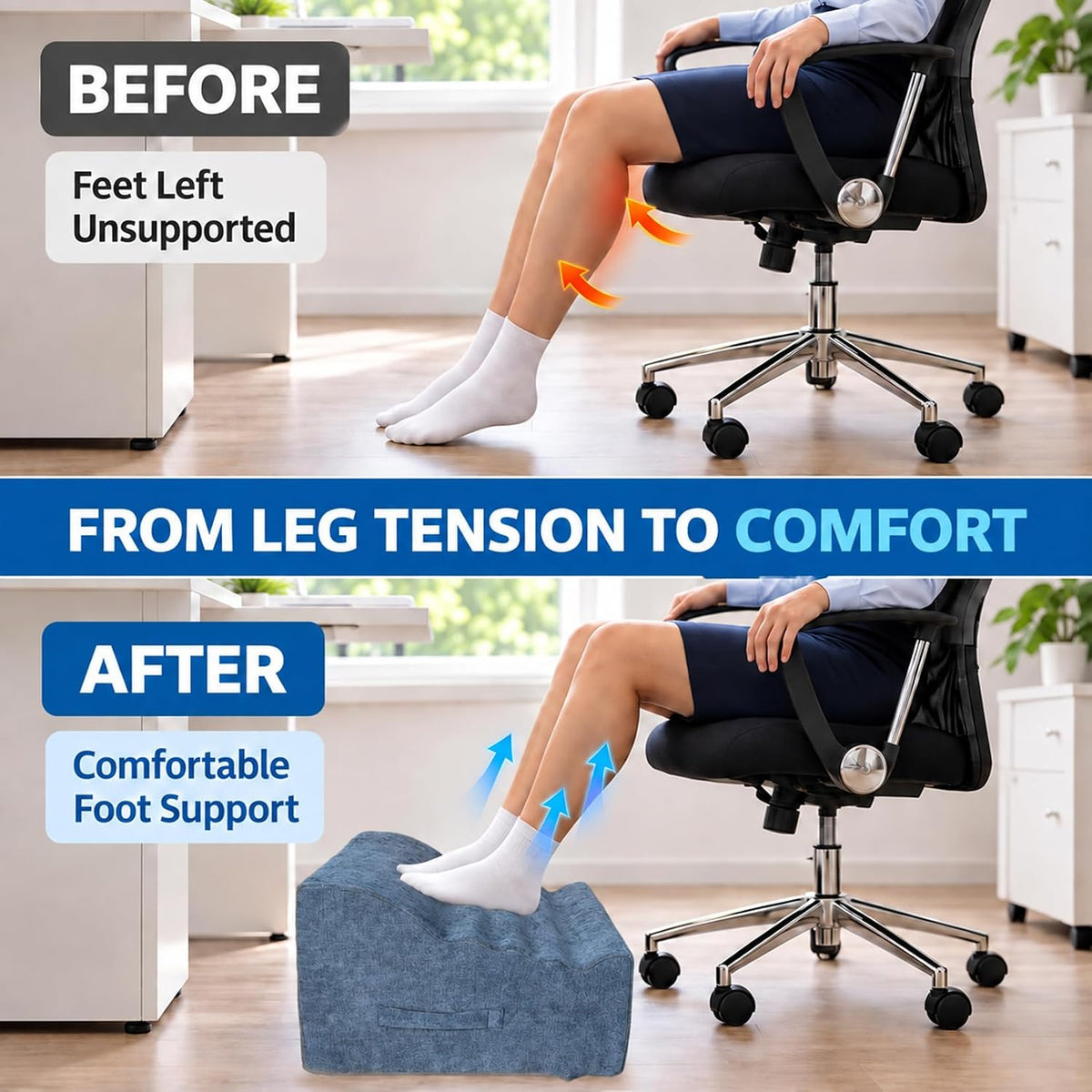 Under Desk Footrest, Multi-Functional Footrest with Portable Handle