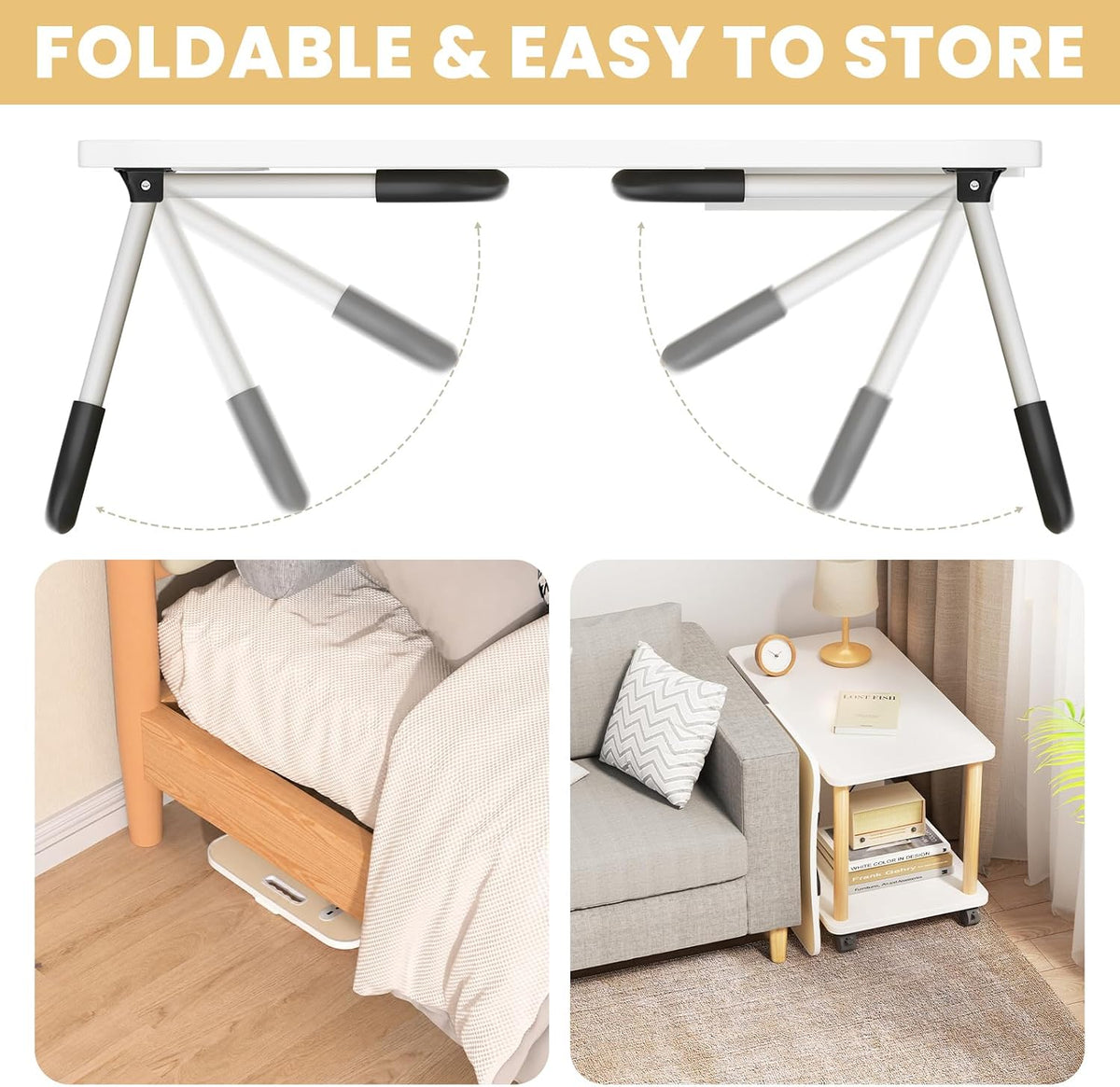 Lap Desk for Laptop Tray, Foldable Laptop Bed Desk with Storage Drawer
