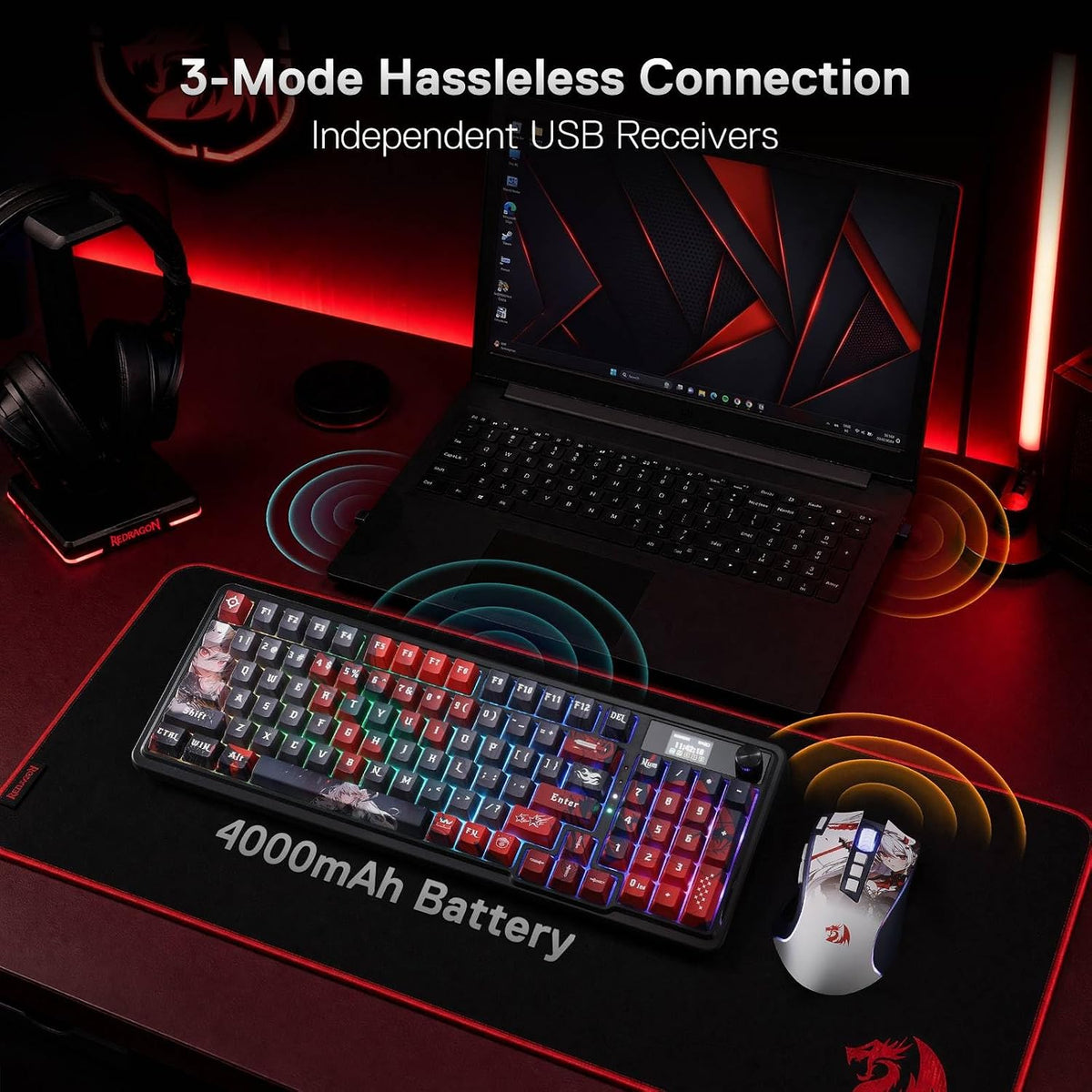 Redragon Anime Keyboard & Mouse Combo, K719 PRO KB + M612AK 8000 DPI Mice