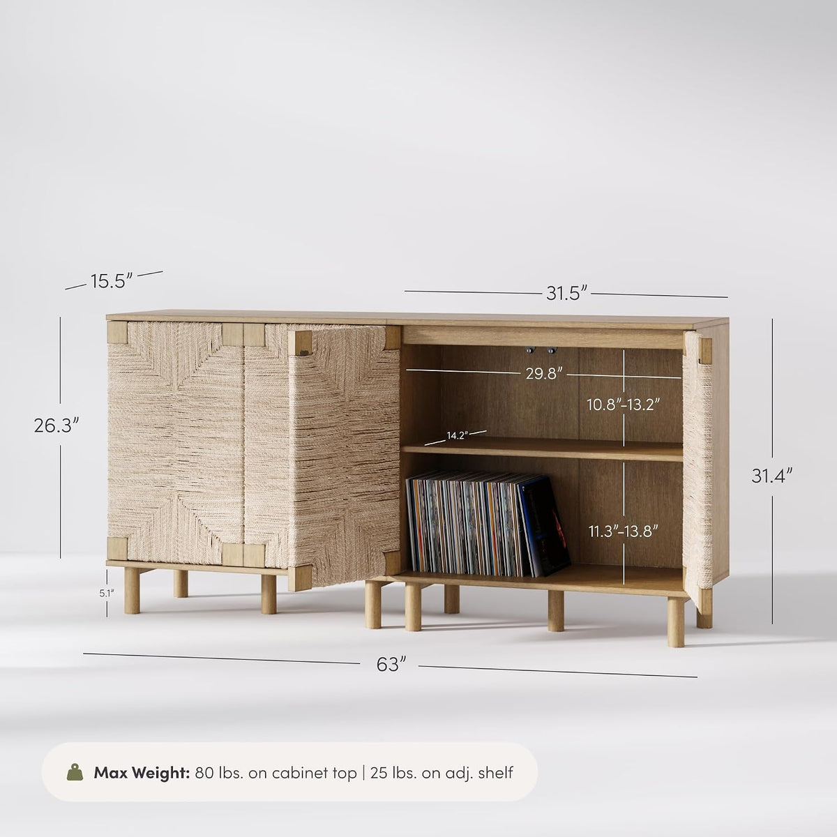 Nathan James Beacon Accent Buffet Sideboard Storage Cabinet TV Stand in Light...