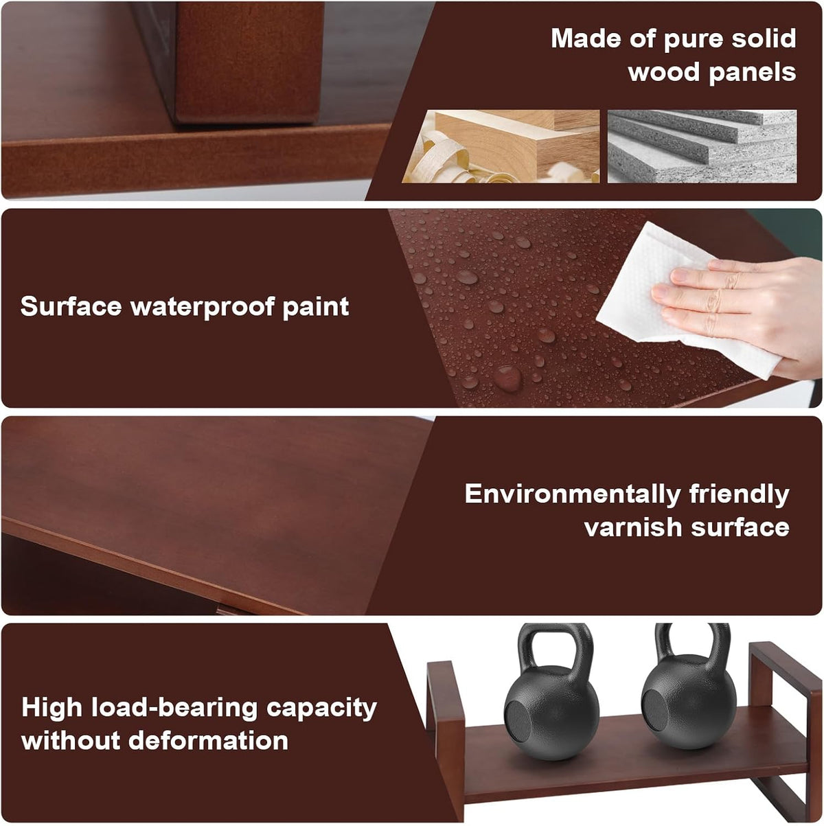 Desk Shelf, 100% Solid Wood Adjustable Desktop Bookshelf, No Tools or Nails R...