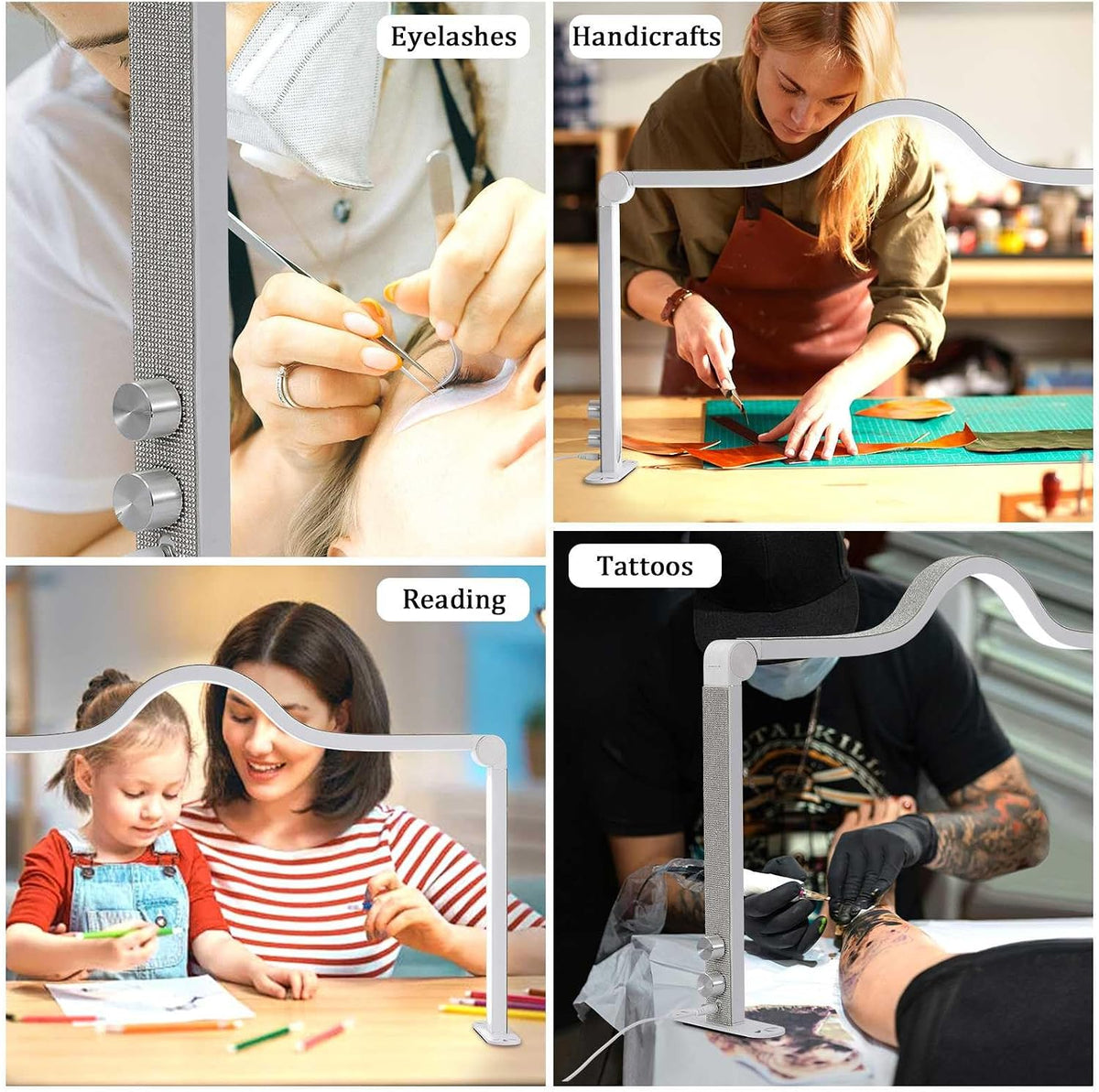 Half Moon Light for Nail Desk, 34.5In Foldable Square Nail Tech Lamp with Pho...