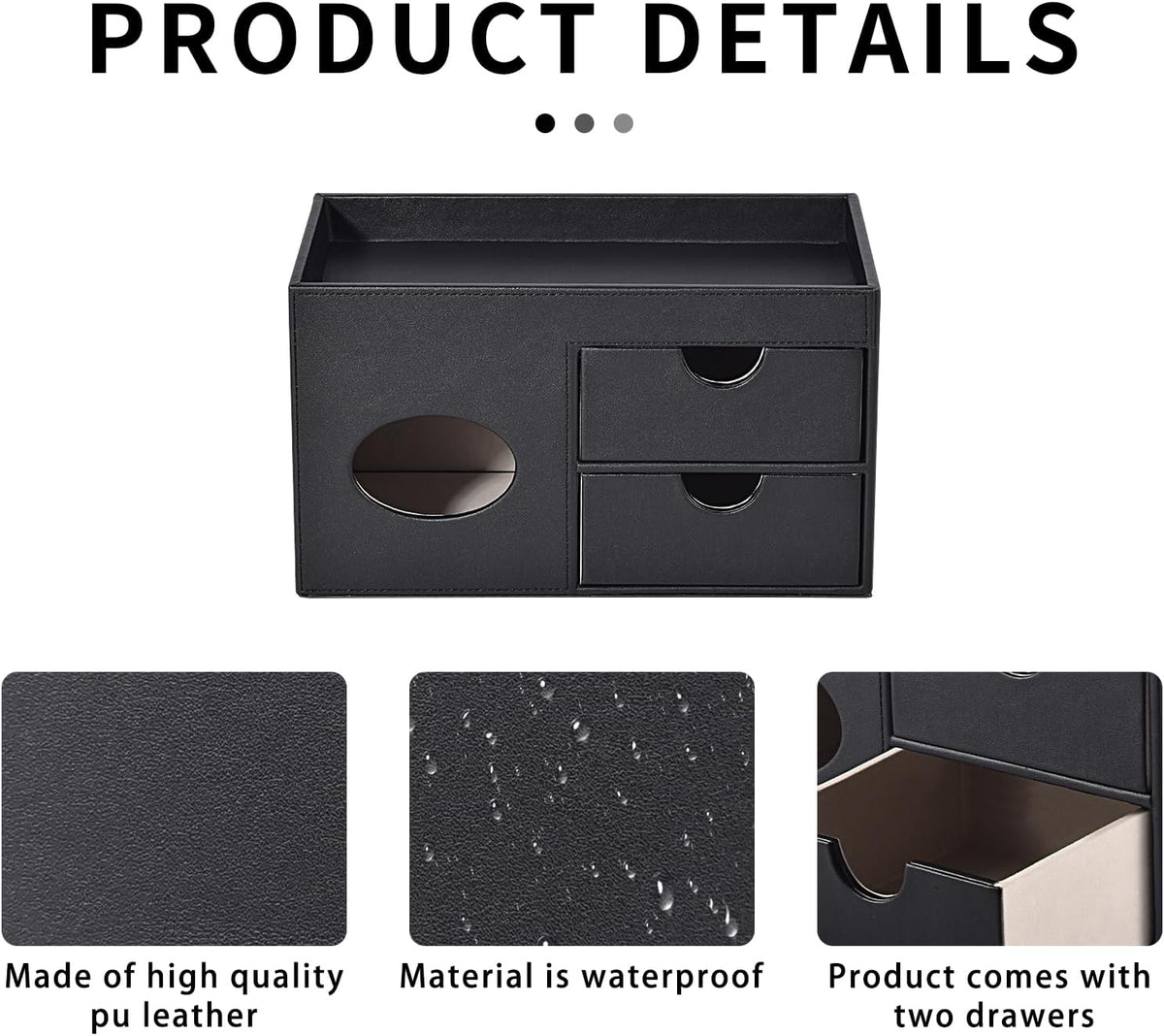 Square Tissue Box Cover with Drawers,Tissue Box Holder with Storage Tray, Mak...