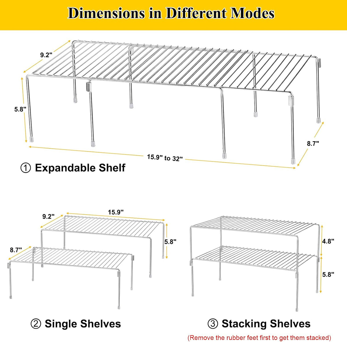 Stacking Kitchen Cabinet Organizer Shelf Risers Plate Rack