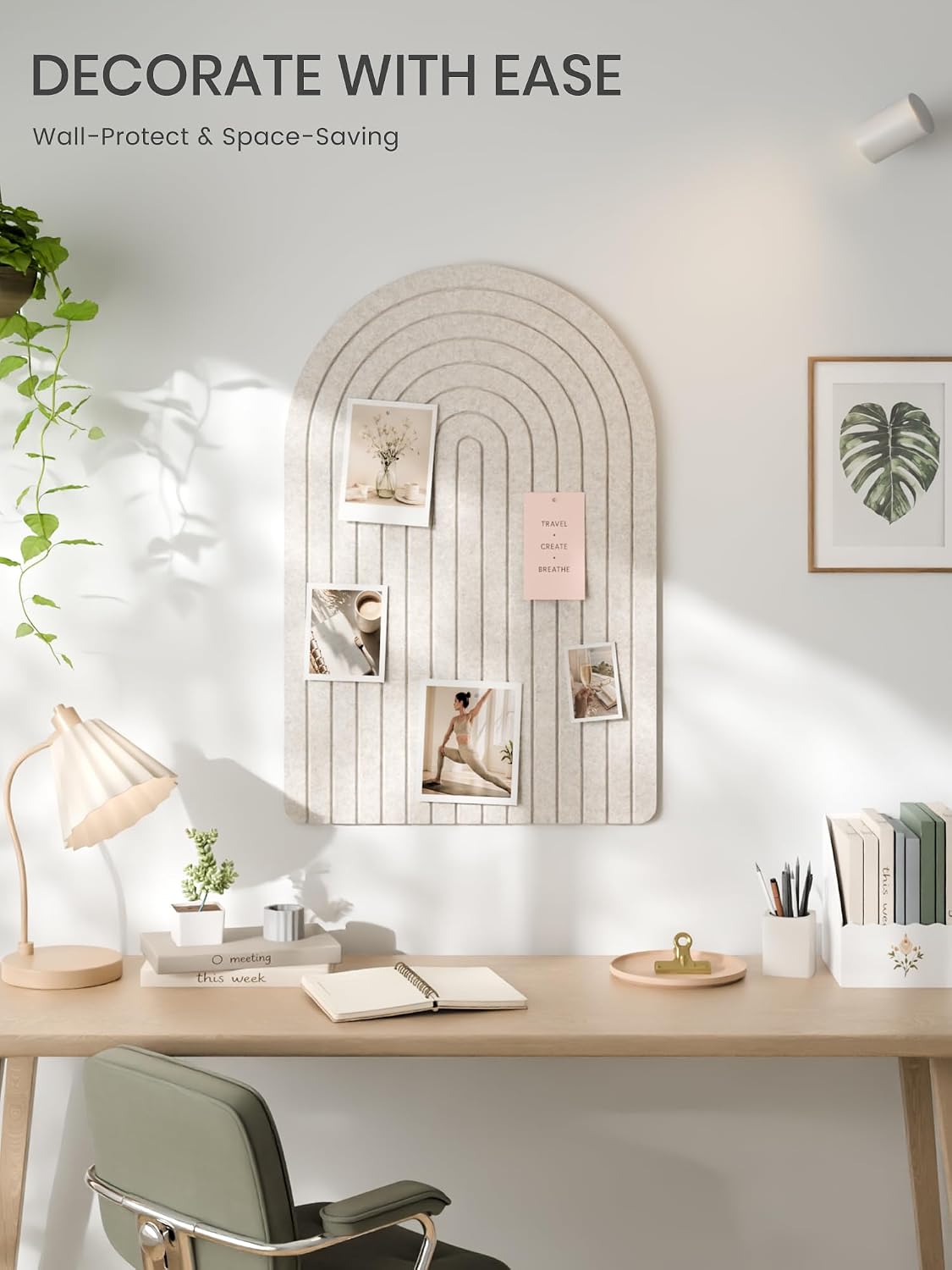 Large Arched Felt Bulletin Board 35.4''×23.6'', Oatmeal
