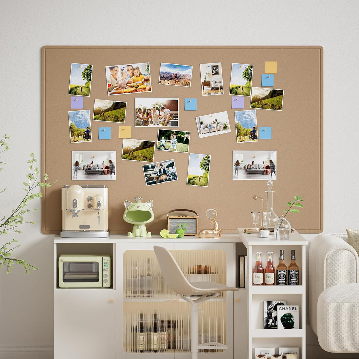 MaxGear Large Bulletin Board 72" x 48", Foldable Felt Board Beige B...
