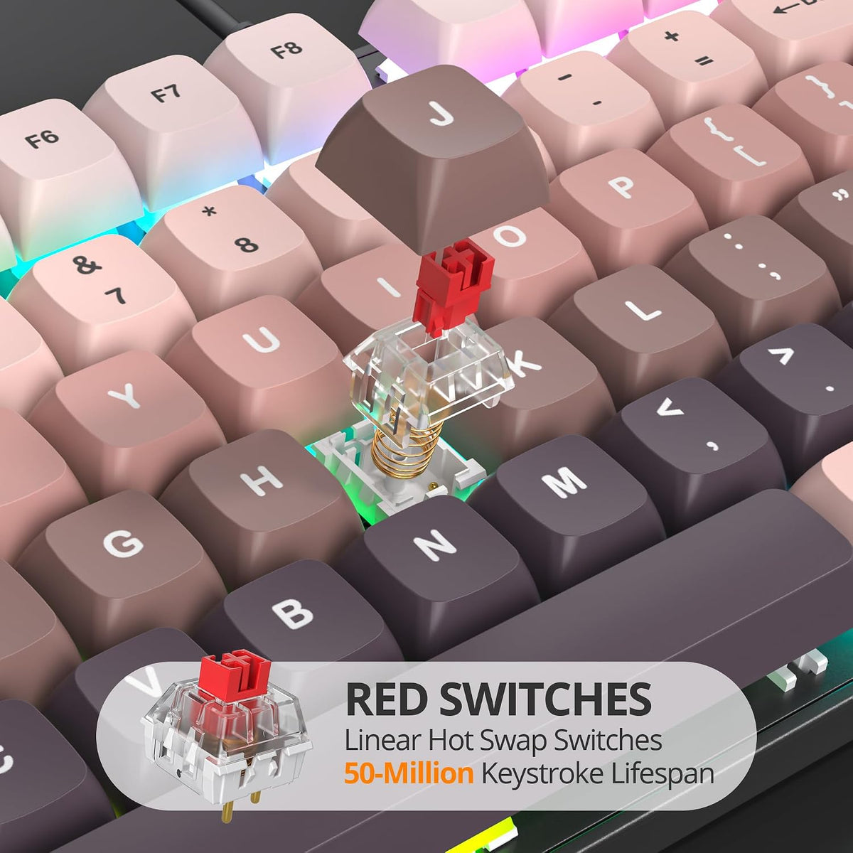surmen Wired Mechanical Keyboard Full-Size,104-Key RGB Thocky Keyboard with N...