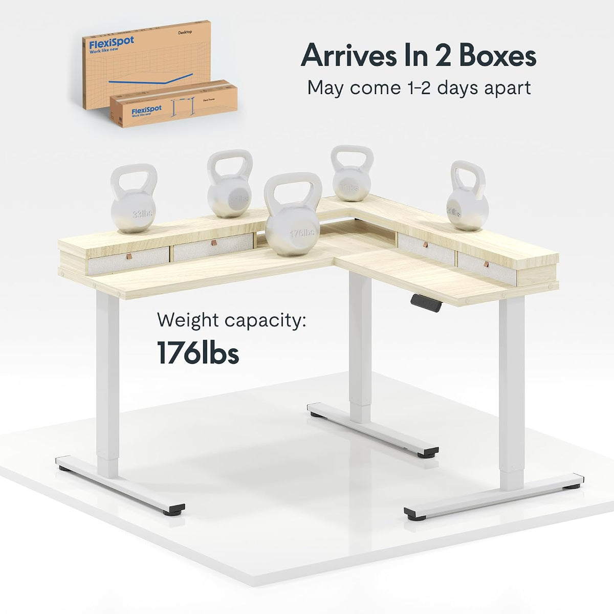 FLEXISPOT Reversible L-Shaped Corner Standing Desk with Monitor Shelf