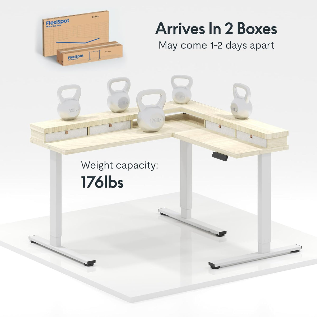 FLEXISPOT Reversible L-Shaped Corner Standing Desk with Monitor Shelf