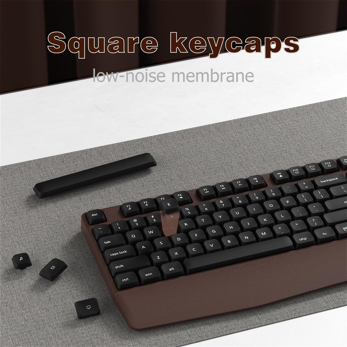 Ergonomic Wireless Keyboard and Mouse Combo with Wrist Rest (Black Coffee)