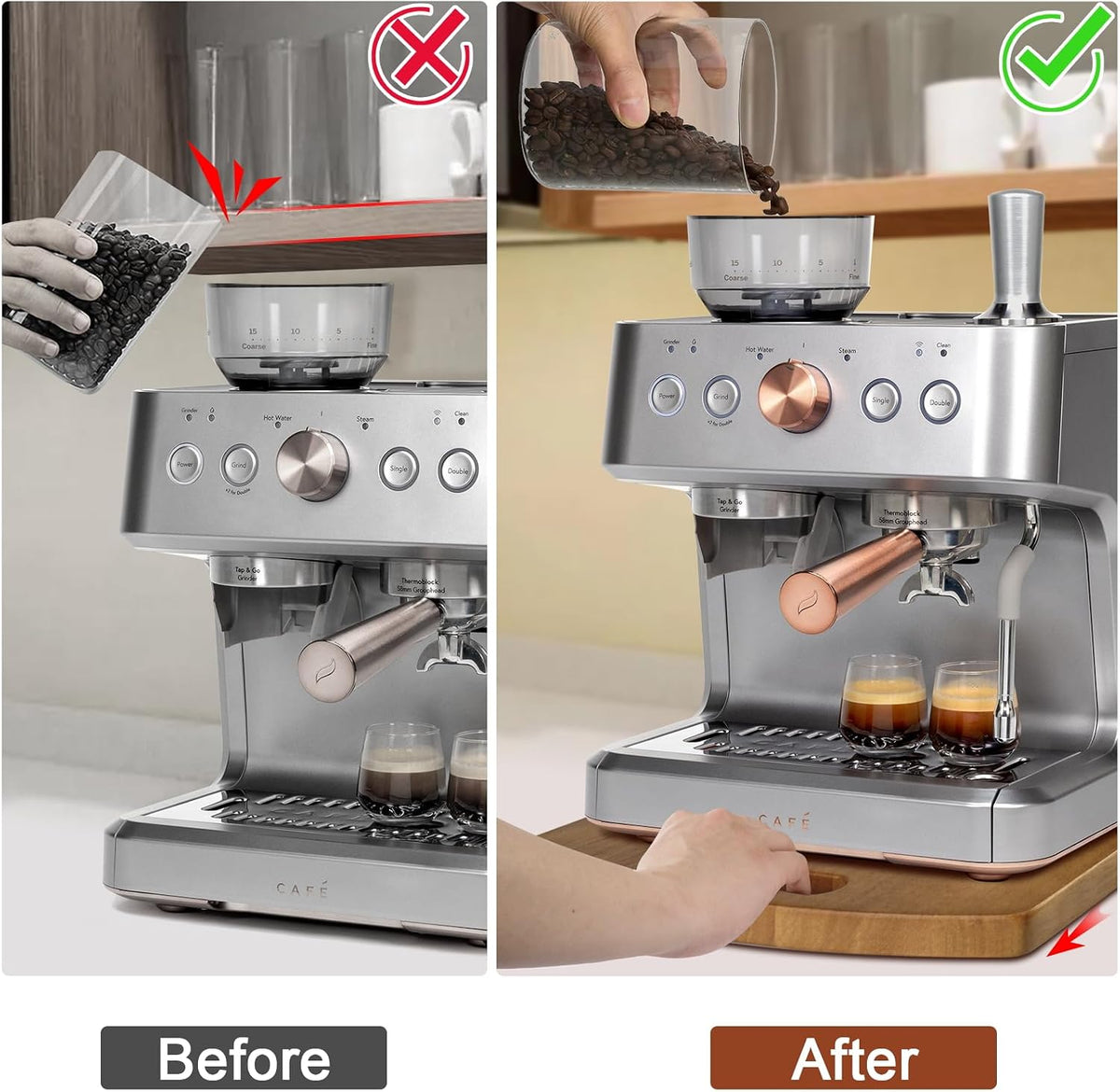 Sliding Tray for Coffee Maker - Solid Wooden Appliance Slider with 360° Smoot...