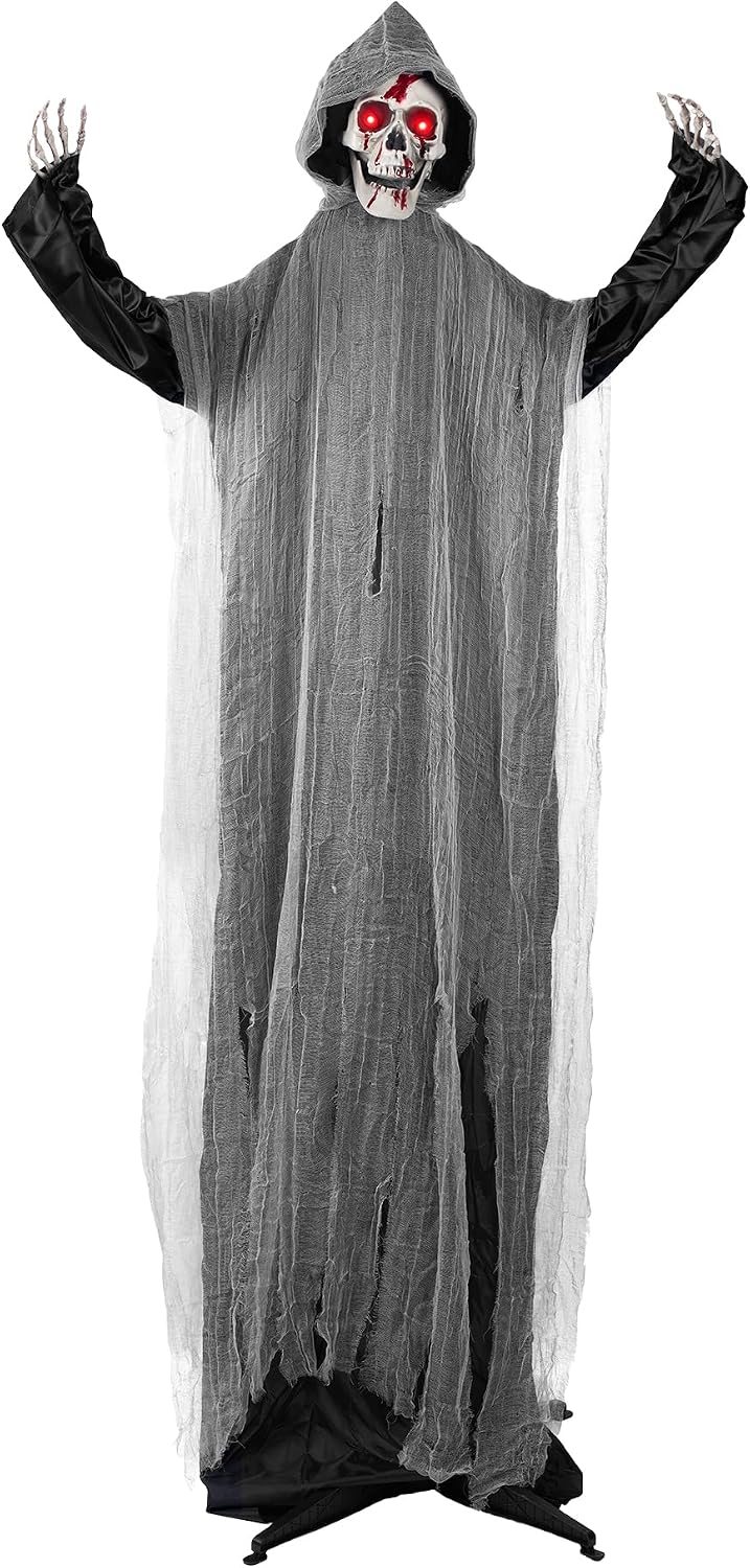 6FT Light Up Swinging Scary Skeleton Ghost Halloween Decoration