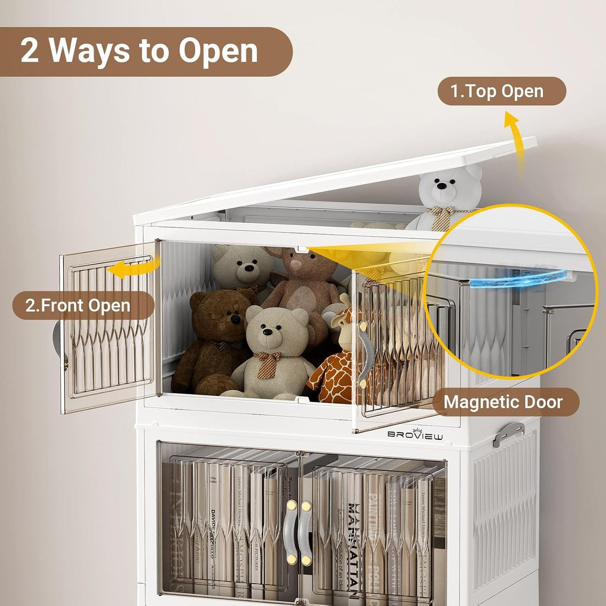 BROVIEW 400Qt Stackable Storage Bins with Lid, Extra Large Closet Organizer C...