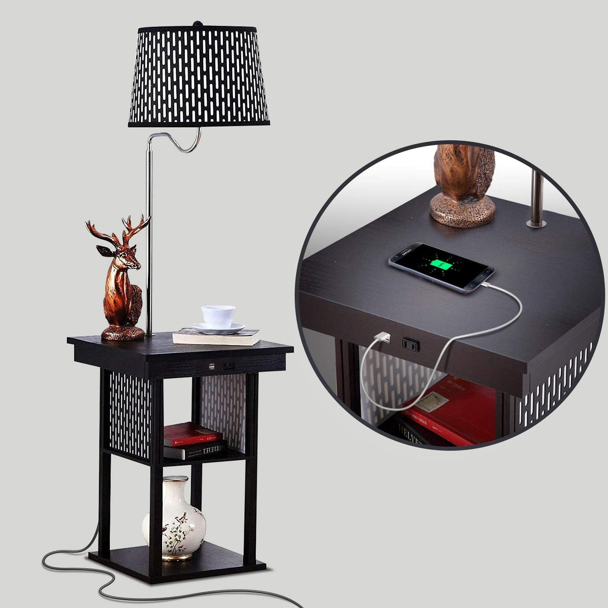 Brightech Madison Side Table with Lamp Combo with LED Bulb, Desk Lamp with US...