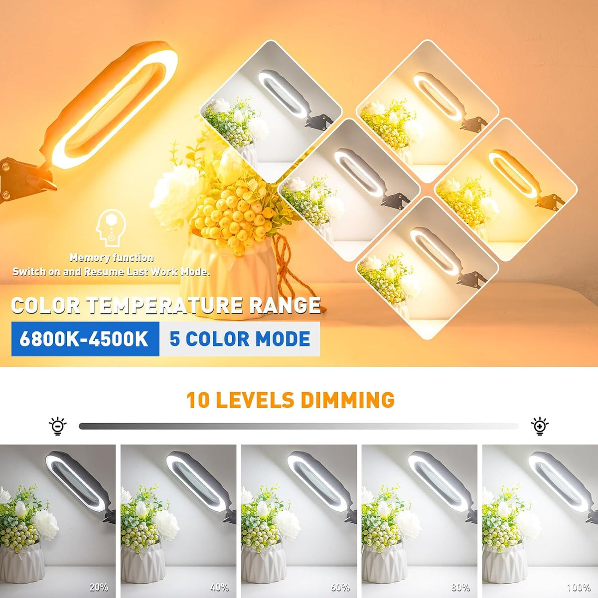12X Square Magnifying Glass with Light and Stand, 2-in-1 Hands-Free