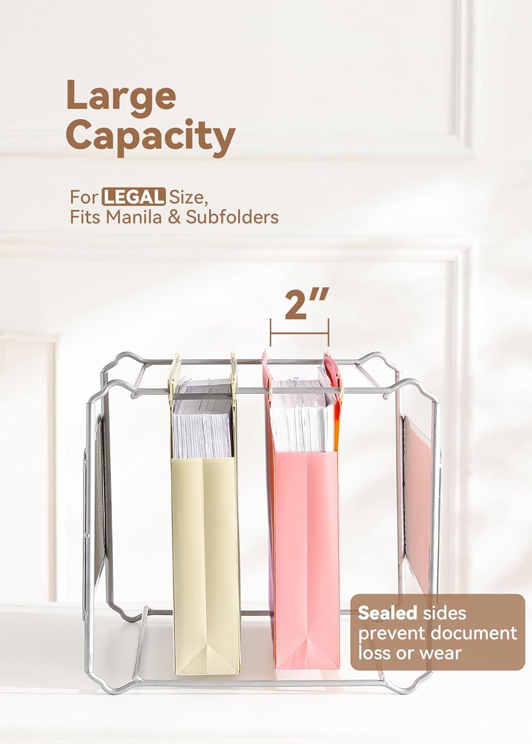 SortRax Legal Size Hanging File Folders, Plastic, 2" Expansion, Pastel
