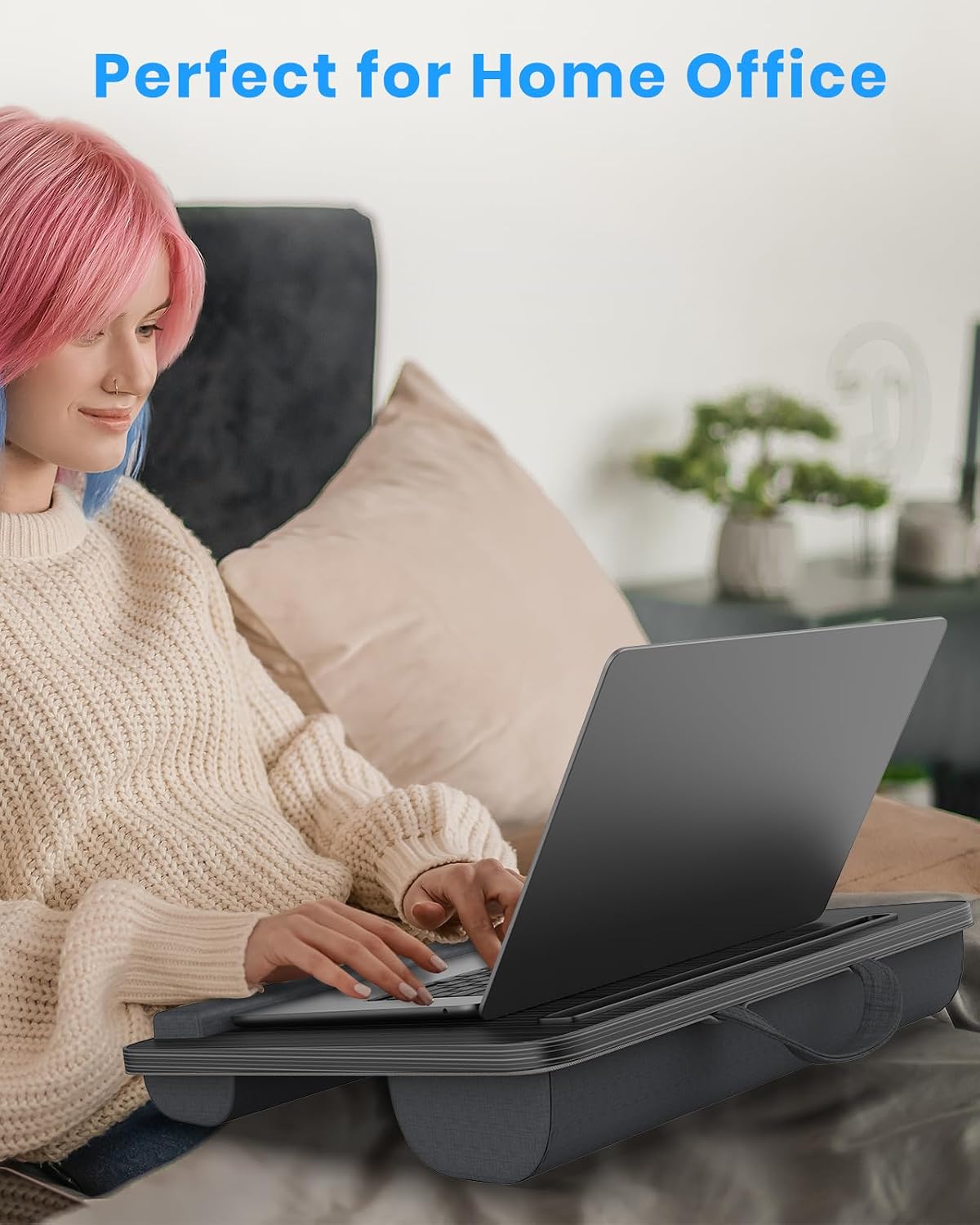 HETTHI Laptop Lap Desk with Cushion, Fit up to 15.6" Laptops, Black