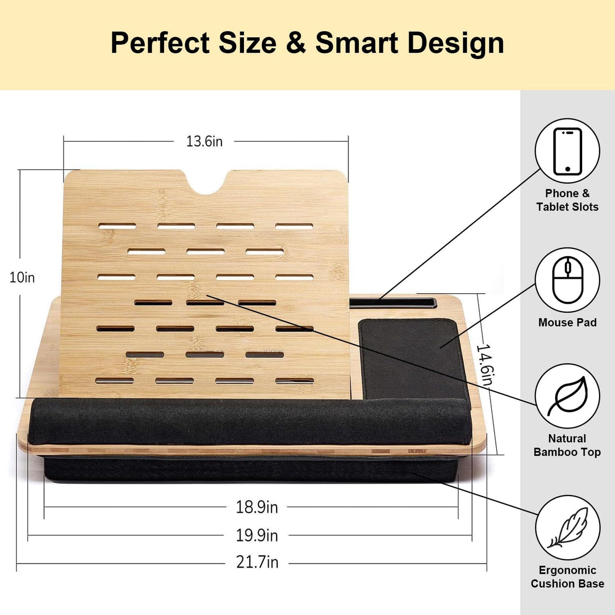 Foldable Wooden Laptop Stand for Desk – Adjustable & Portable Lapdesk wit...
