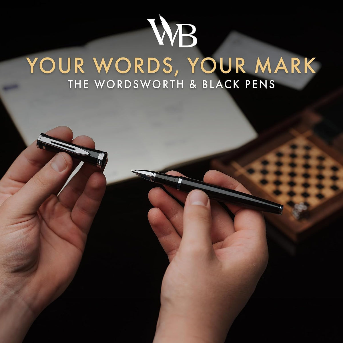 Wordsworth & Black Luxury Refillable Rollerball Gift Pen for Writing, Black
