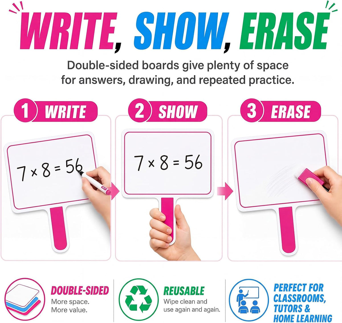 Henoyso 48 Pcs 8 x 10 Inch Dry Erase Answer Paddles, Classic