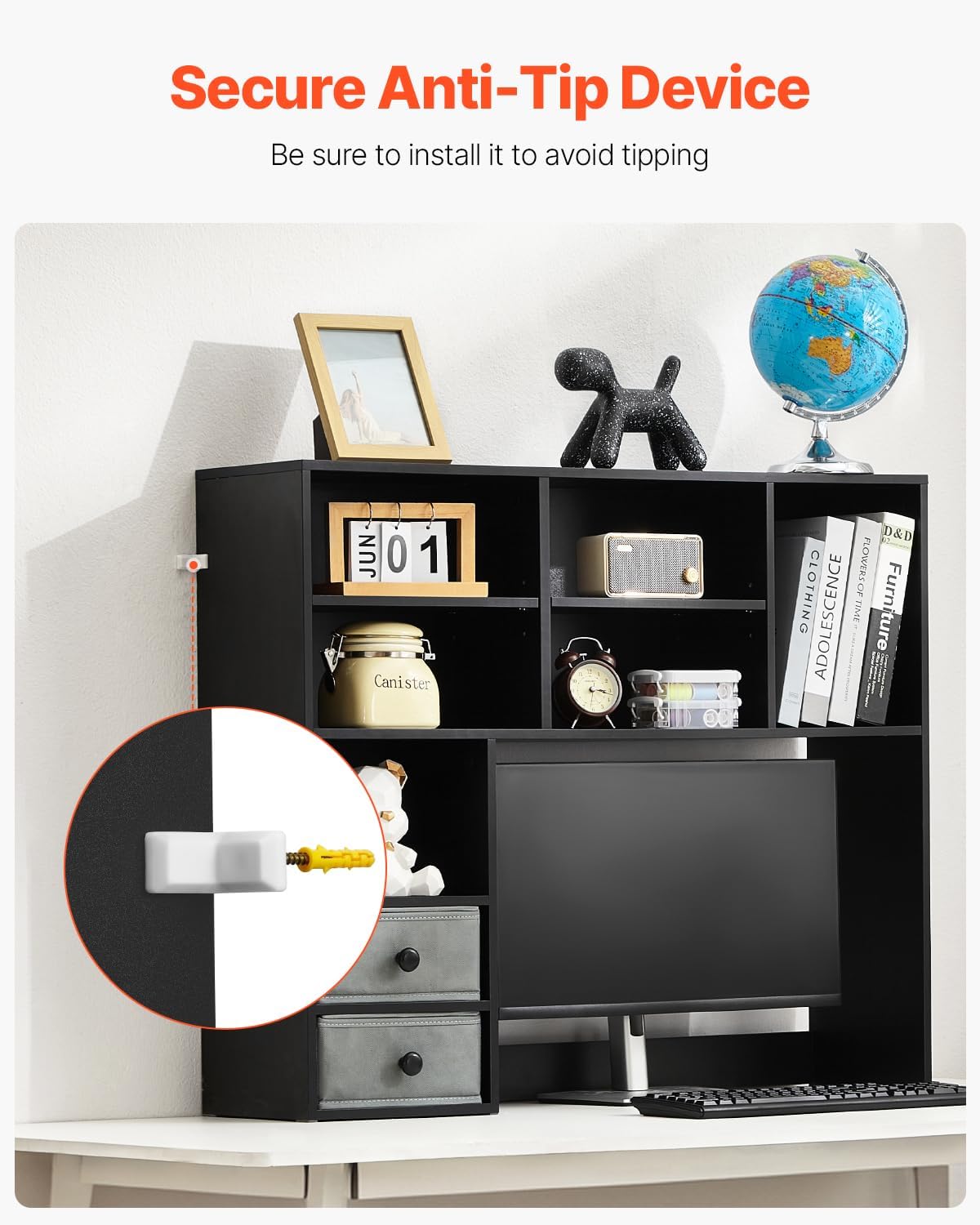 VEVOR 3-Tier Desktop Storage Organizer, 37" x 10" x 31.1" Offi...