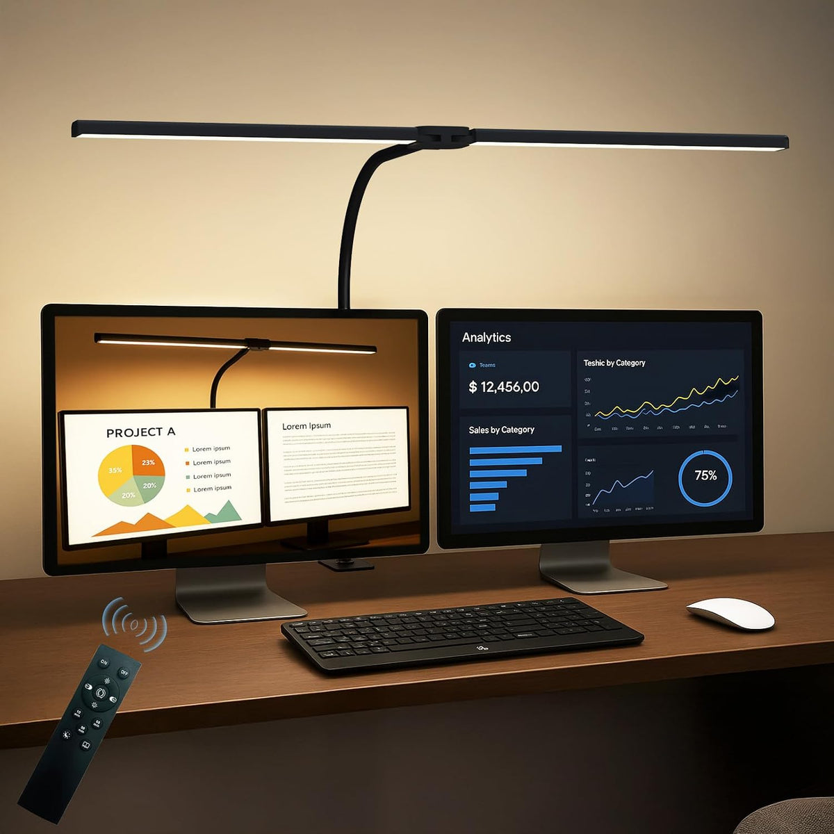 LED Desk Lamp for Home Office, Eye Caring Architect Desk Light with Clamp,50 ...