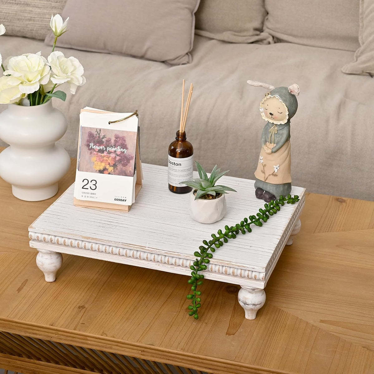 SwallowLiving Farmhouse Wood Riser for Display Decorative, Rustic Shabby Chic...