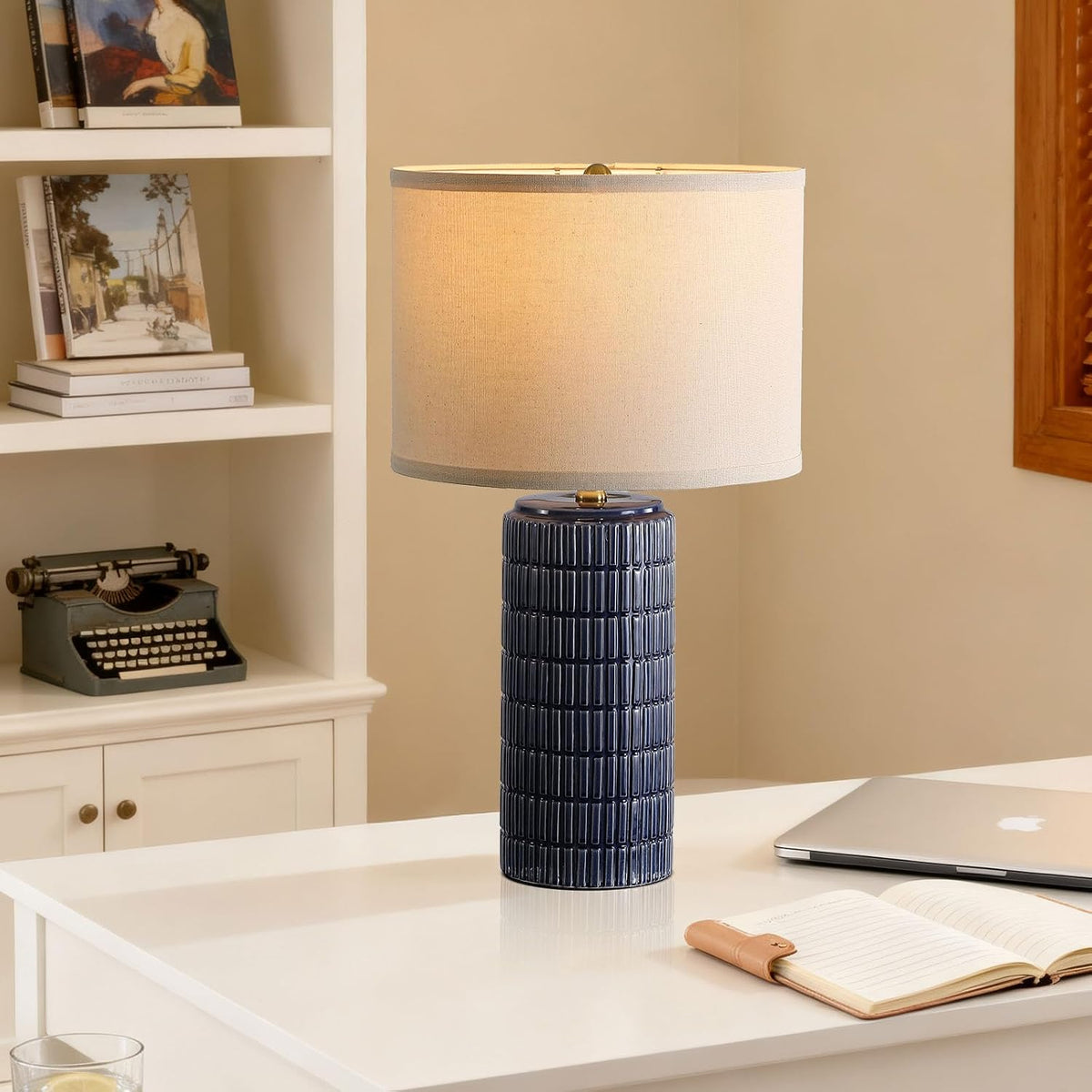 Modern Ceramic Table Lamp Set of 2, Bedside Lamp for Bedroom Decor, Nightstan...