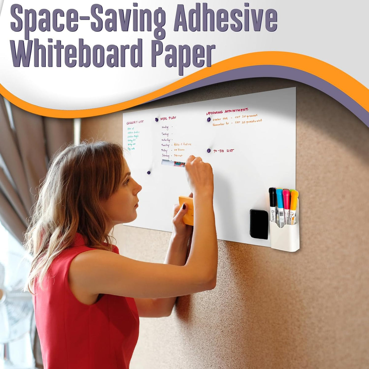 Large Dry Erase Whiteboard Sticker 72" x 39" for Teaching & Pla...