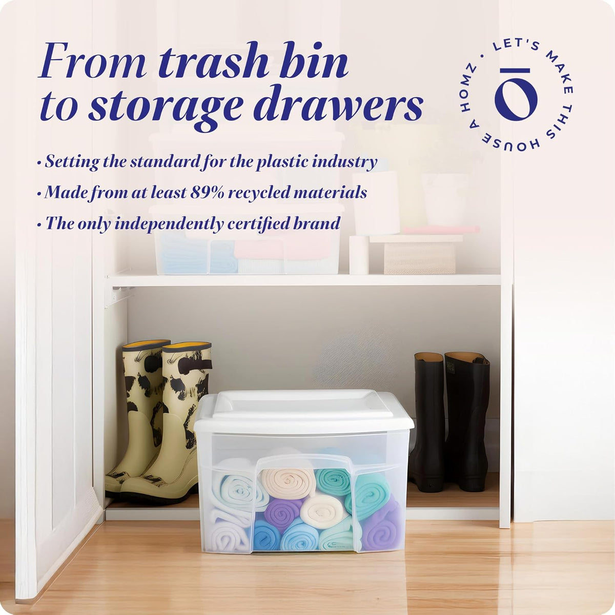 HOMZ 1 Drawer Storage Cart, Medium Plastic Container, White Frame, 2 Pack