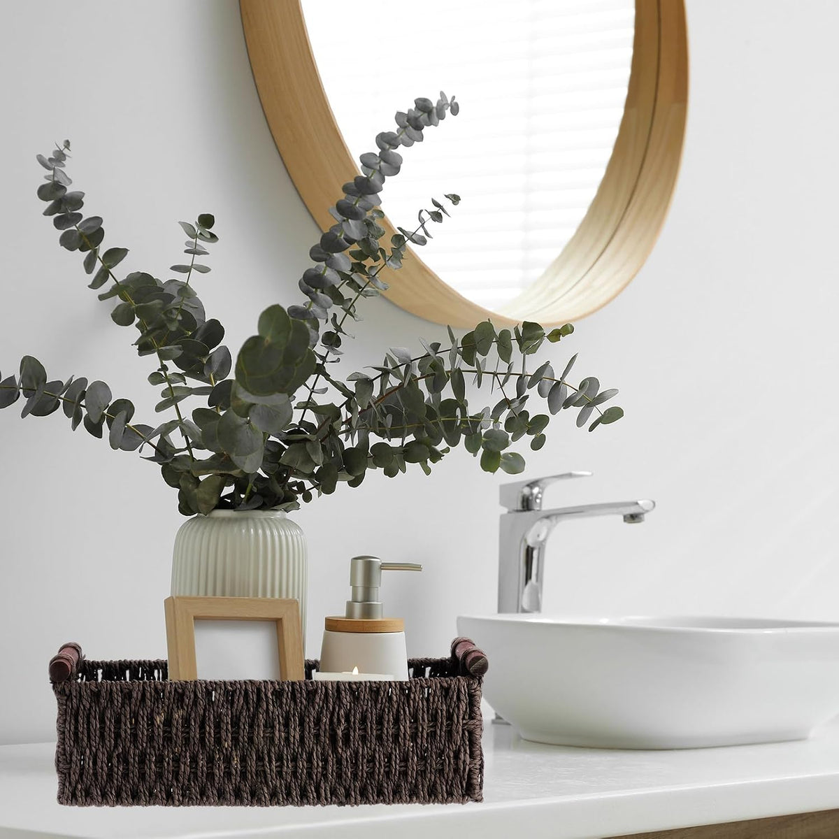 Boao 3 Pcs Boho Storage Wicker Baskets Handmade Woven Decorative Paper Rope B...