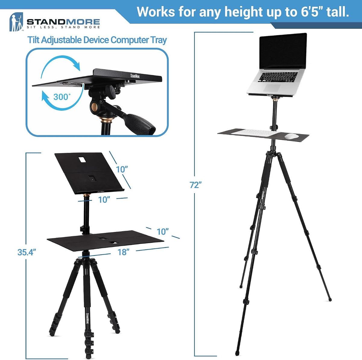 Portable Standing Desk with Keyboard Tray - Ergonomic, Height Adjustable Tabl...