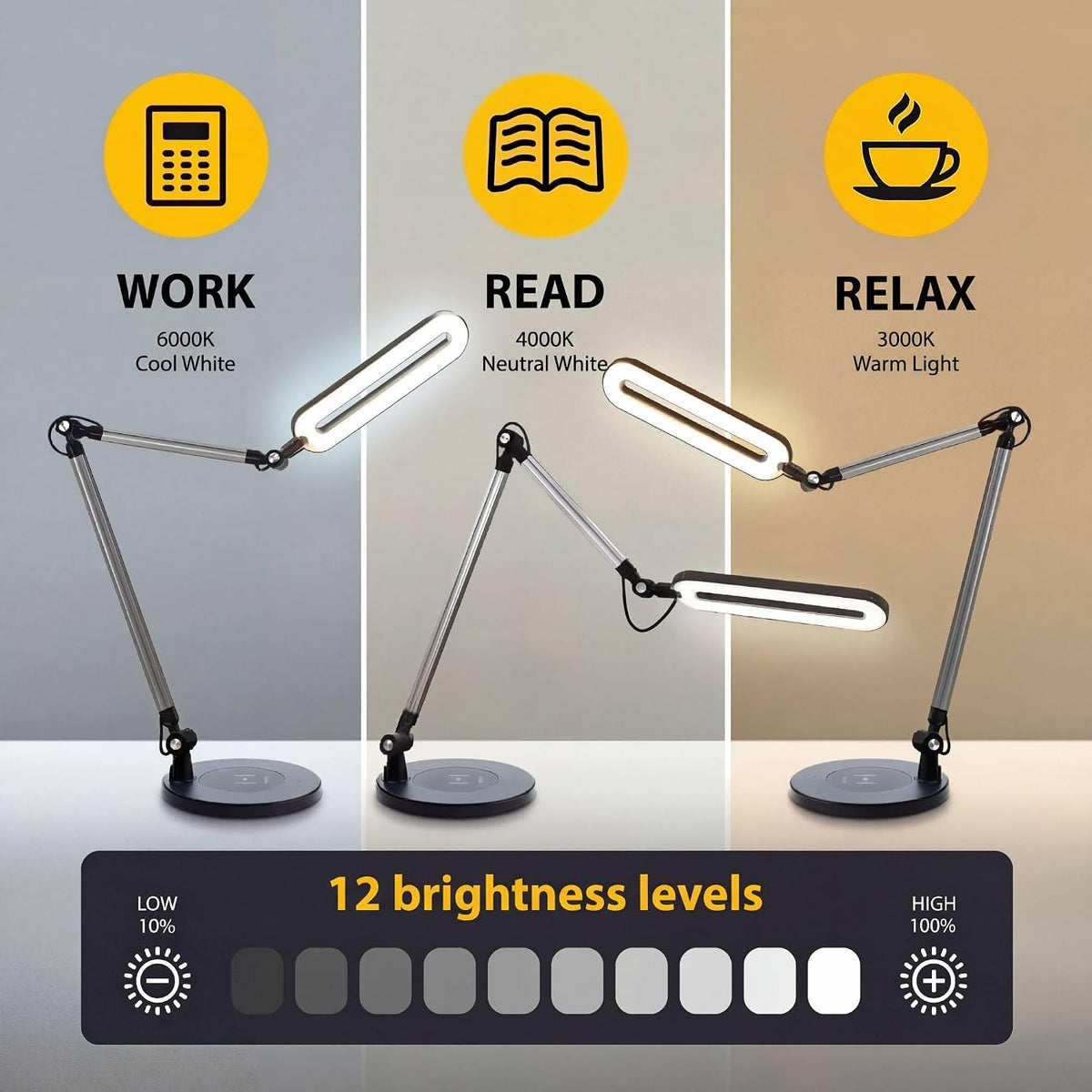 OTUS LED Architect Desk Lamp for Home Office, Adjustable Swing Arm