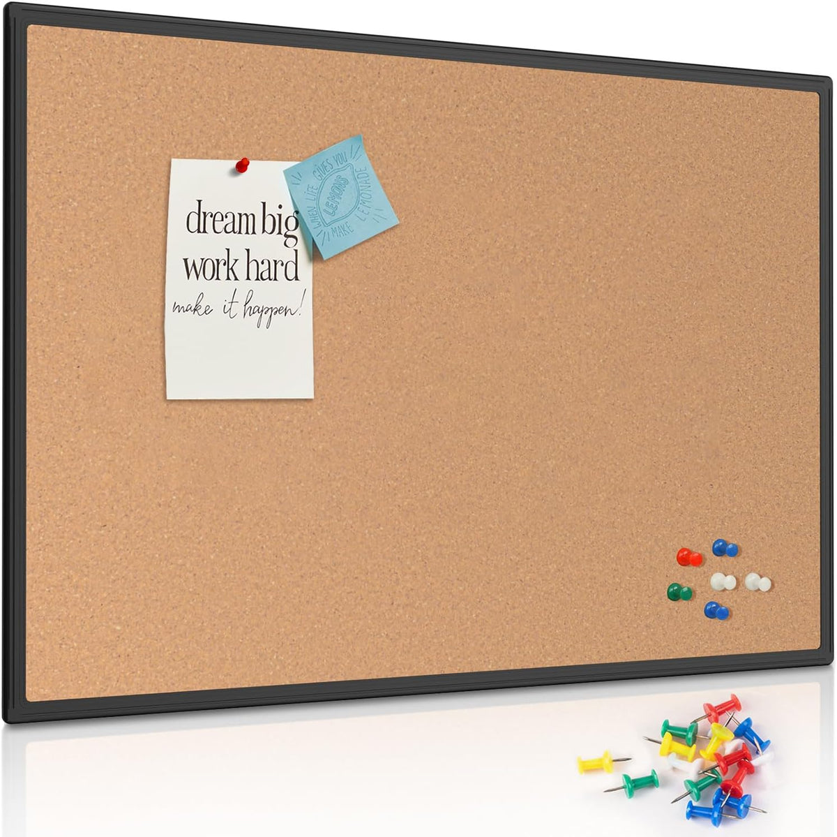 Cork Board Bulletin Board 48" x 36", Black Aluminium Framed 4x3 Cor...