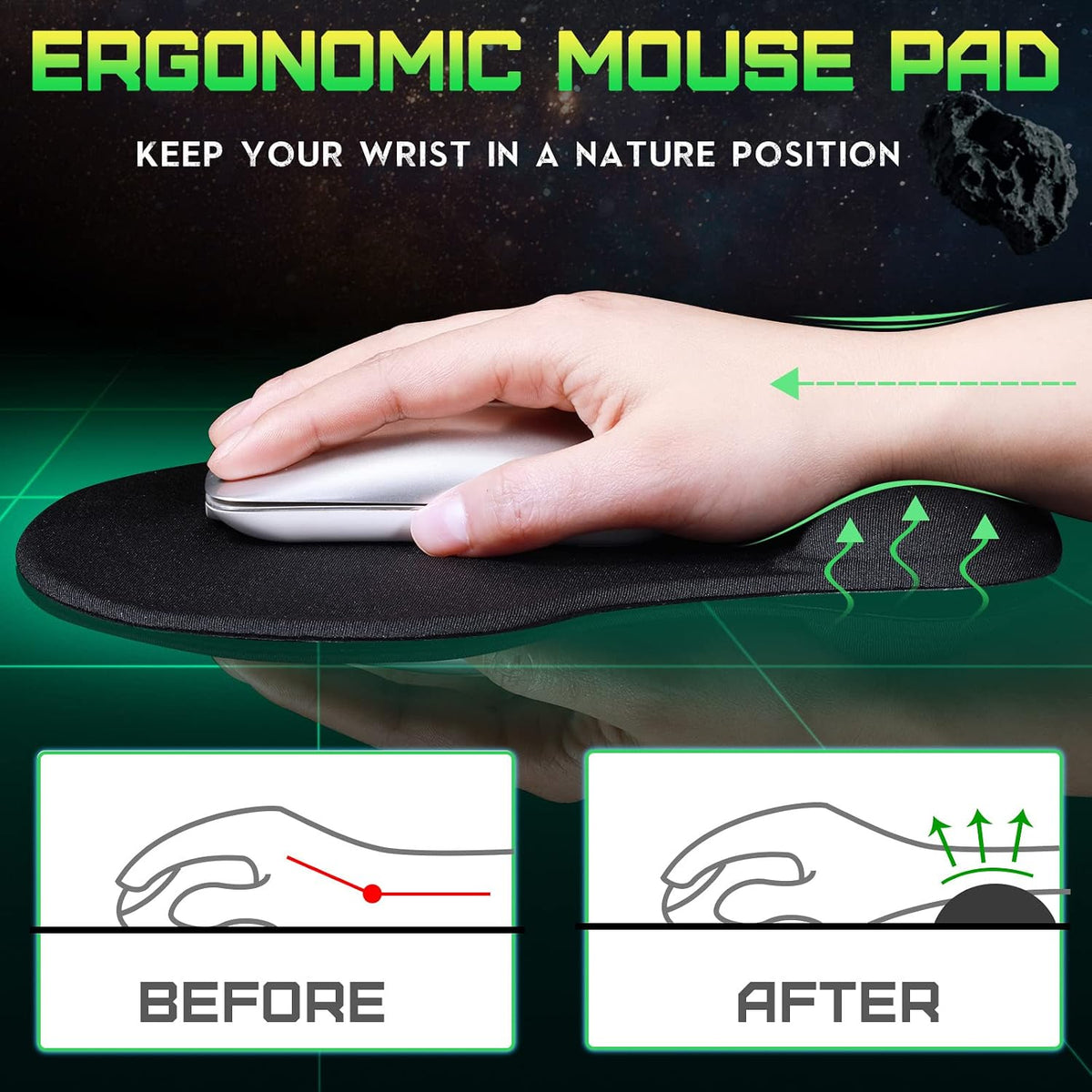20 Pieces Ergonomic Mouse Pad with Wrist Support Gel Mouse Pad with Wrist Res...