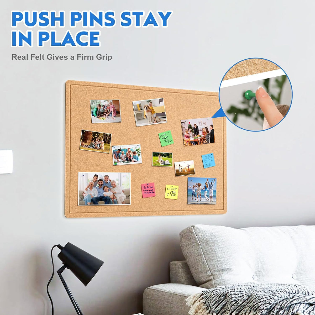 Samstar Felt Bulletin Board,48" x 36", Large Pin Board for Home/Office