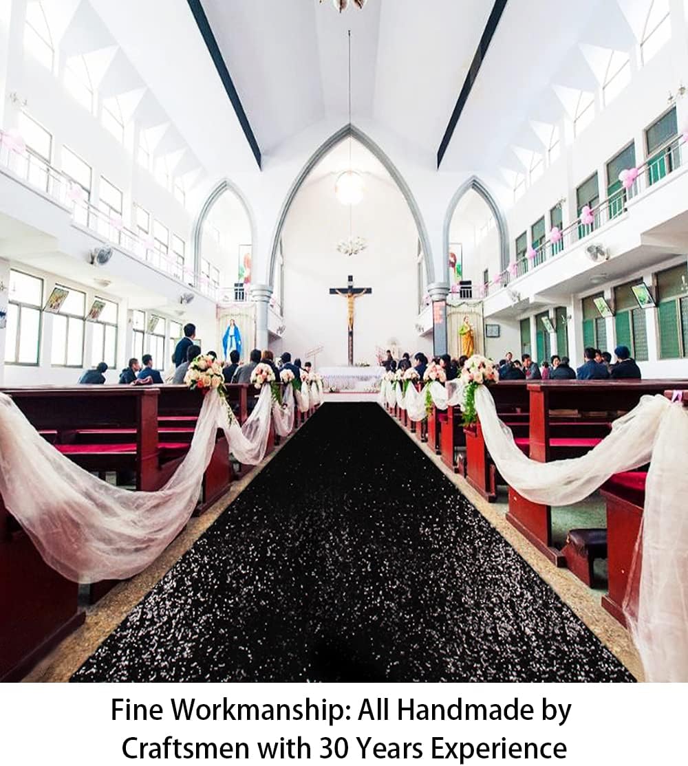 ShiDianYi Wedding Carpet Aisle Runner Black 15FT Glitter Sequin Aisle-Runner ...