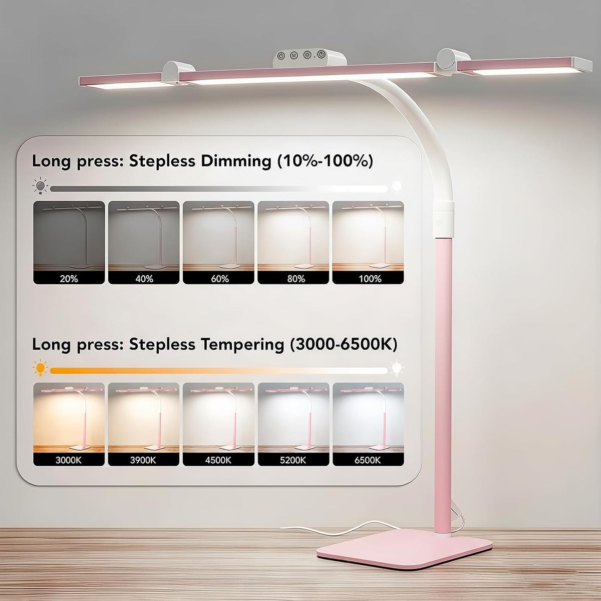 LED Desk Lamp for Home Office with Base, 28.2" Adjustable Gooseneck Swin...