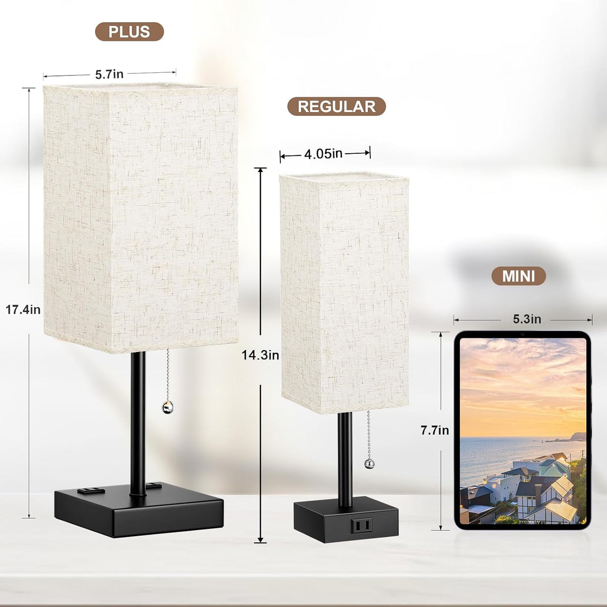 Fenmzee Bedside Lamp for Bedroom Set of 2 - Table Lamp for Nightstand