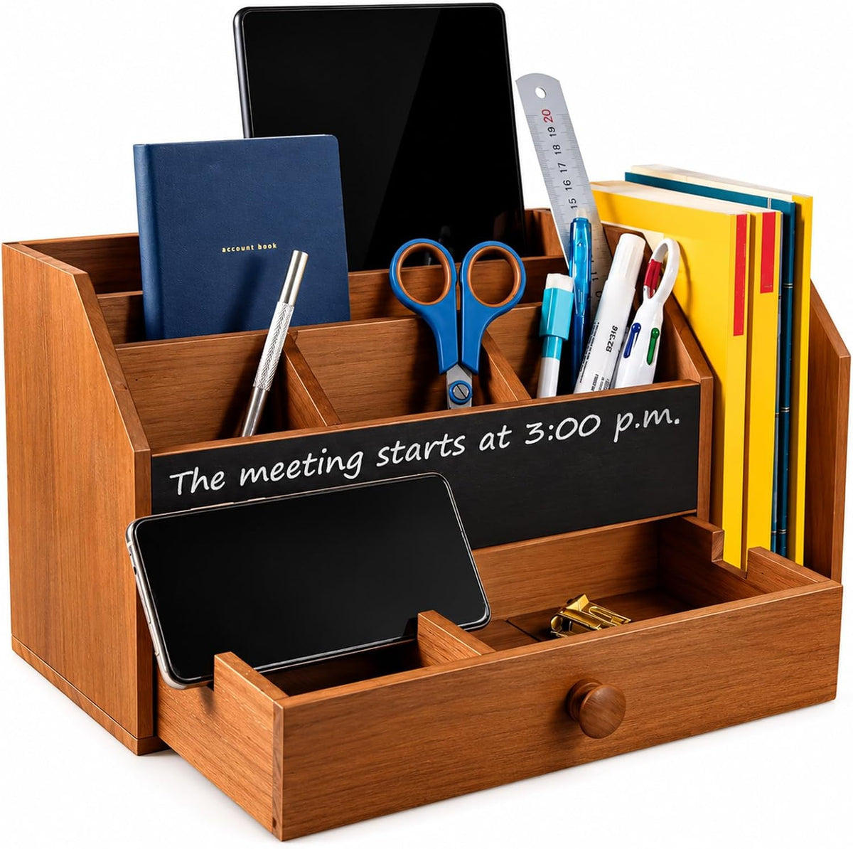 Wooden desk organizers and accessories with Writable Chalkboard Mail Holder